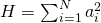 H =\sum_{i=1}^{N}a_{i}^{2}